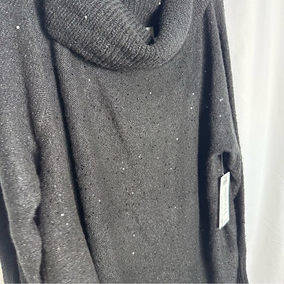 Chico’s NWT Touch of Sparkle Sweater Black Sequins Cowl Neck size 3 XL Holidays - Picture 6 of 9